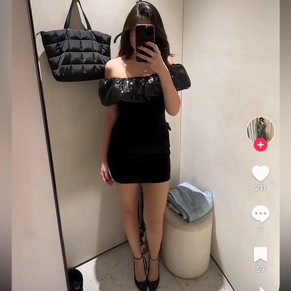 ZARA VELVET SEQUIN MINI DRESS